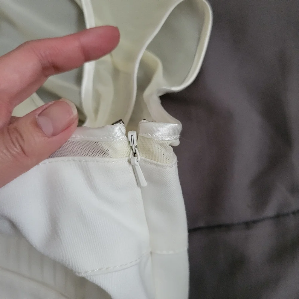 Bebe | Cute Ivory Pleated Sleeveless Fit & Flare Cocktail Dress - Picture 9 of 15
